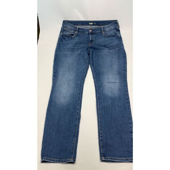 Old Navy Women's Denim Five Pocket Mid-Rise Original Straight Jeans Blue Size 16 - Picture 1 of 9